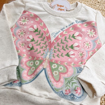 Conj. Casaco Deixe que o Amor Floresça e Calça Legging - Areia e Rose